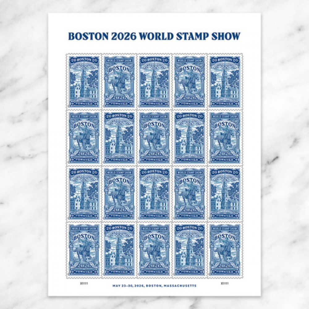 Boston 2026 World Stamp Show Stamps, Sheet of 20