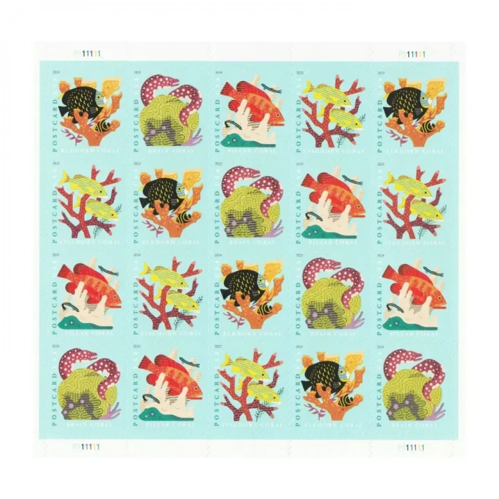 (2019) USPS Coral Reefs Postcard First Class Forever Postage Stamps